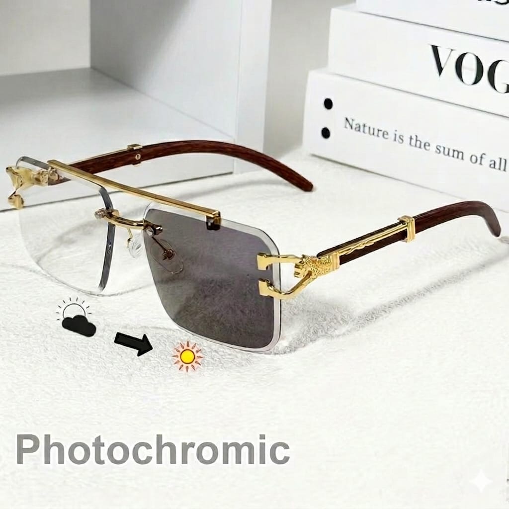 Trending Metallic Rimless Photosun Glasses - Front View